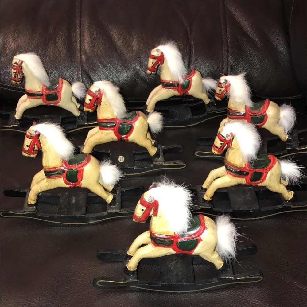 Classic Wooden Rocking horses Set of vintage Christmas rocking horses,all wooden